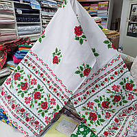 Весільний рушник під коровай з червоними трояндами 42х150 см