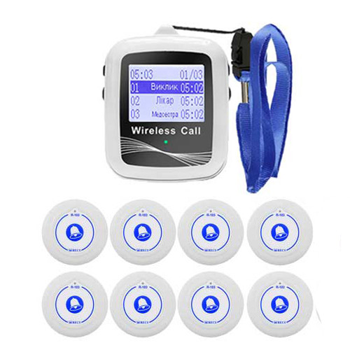 Система виклику медперсоналу RECS №259 | кнопки виклику медсестри 8 шт + 1 пейджери персоналу