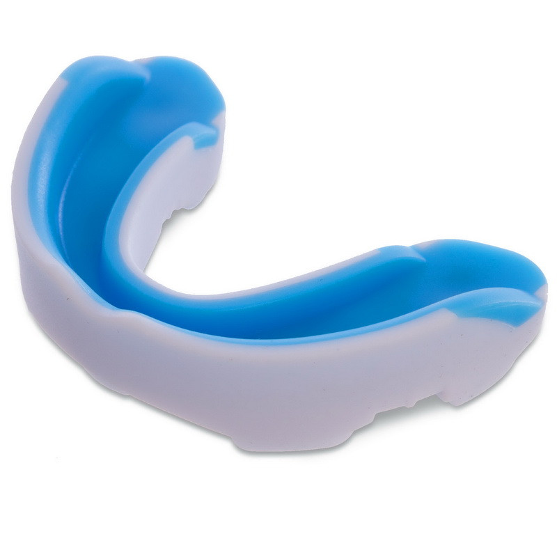 Капа боксерська одночелюстная у футлярі Zelart BO-0062 білий-блакитний, фото 1