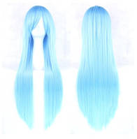 Перука блакитна пряма з чубчиком для карнавалу, вечірки, фотосесії 80 см