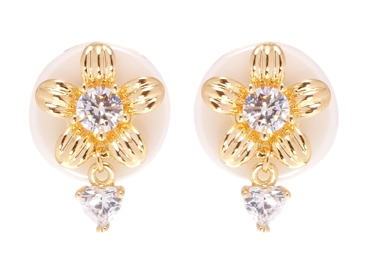 Сережки Xuping Позолота 18K пусети "Квіточки на білій кераміці"