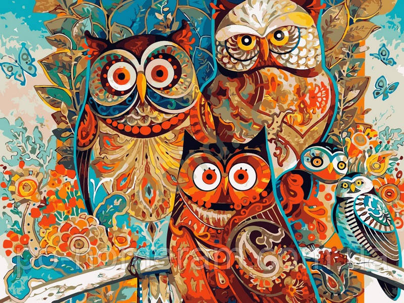 Акційна Картини за номерами Babylon Совушки (VK036) 30 х 40 см, фото 1