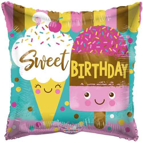 К 18" Sweet Birthday Foil Balloons. Куля фольгована Солодкий День народження