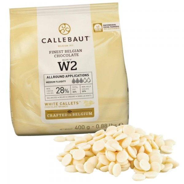 Профессиональный белый шоколад бельгийский W2 28% Callebaut 400 г кондитерский для темпировки - фото 2 - id-p1438587551