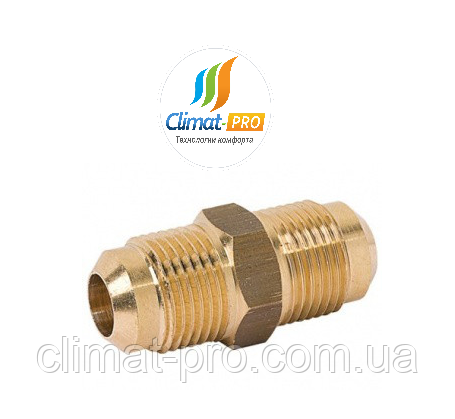 Соединитель резьбовой латунный 1/4 SAE * 1/4 SAE "6,35 мм" (Тайвань)