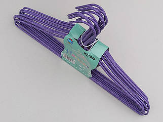 Плічка вішалки тремпеля дріт в порошкового фарбування фіолетового кольору, довжина 43,5 см, в упаковці 10 штук