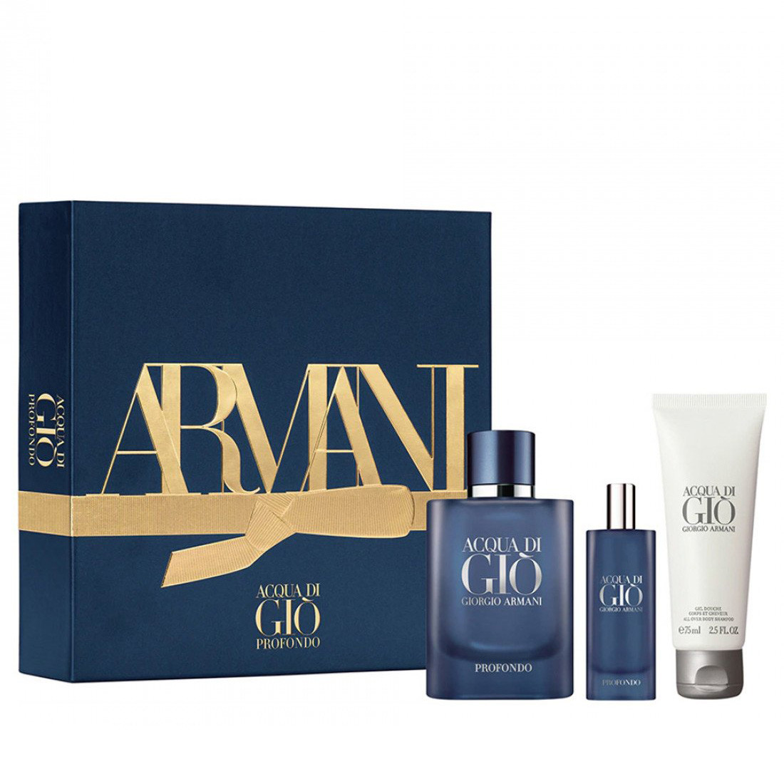 Набір Giorgio Armani Acqua di Gio Profondo для чоловіків - set (edp 75 ml + edp 15 ml mini + sh/g 75 ml)