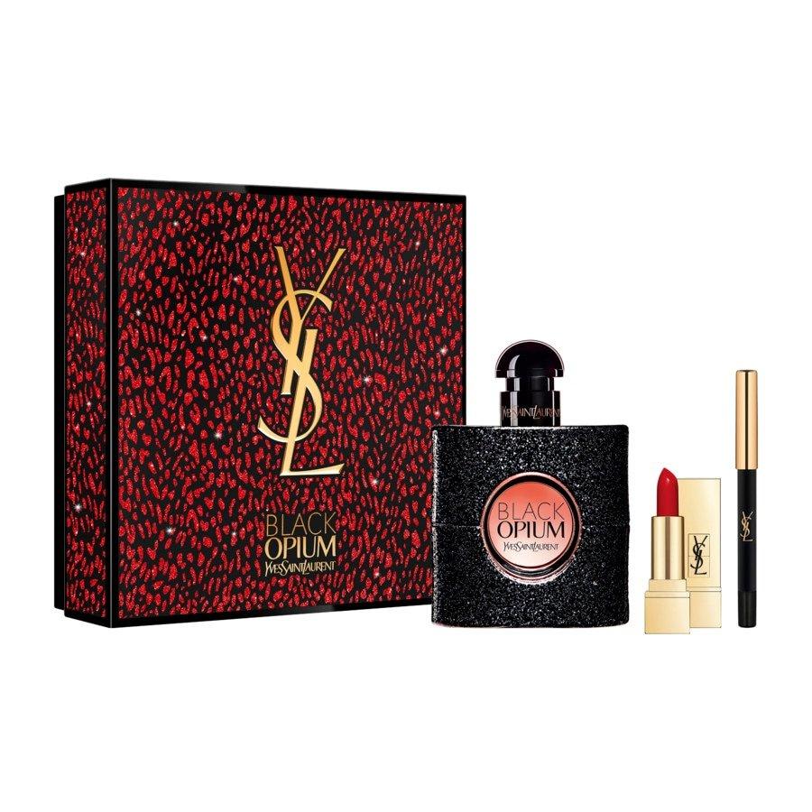 Набір Yves Saint Laurent Black Opium (EDP) для жінок - set (edp 90 ml + eye pencil No.1 1 ml + lipstick 1