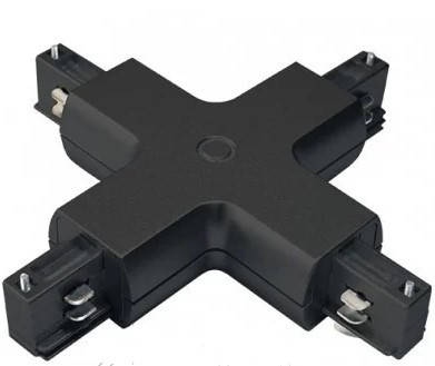 Х соединитель черный для овального шинопровода (трека), фото 1