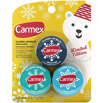 Набір бальзамів для губ Carmex Medicated Lip Balm Limited Edition Holiday Pack SPF 15 3 х 7,5 г