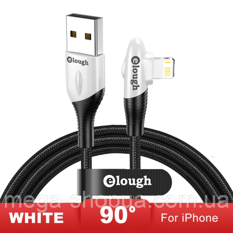 Кабель кутовий 90 градусів для швидкого заряджання iPhone USB - Lightning 1м. Зарядний шнур на айфон лайтнінг DX2W