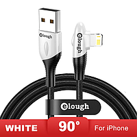 Кабель кутовий 90 градусів для швидкого заряджання iPhone USB - Lightning 1м. Зарядний шнур на айфон лайтнінг DX2W