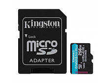 Карта пам'яті Kingston 256GB microSDXC C10 UHS-I U3 A2 R170/W90MB/s Canvas Go Plus + SD адаптер SDCG3/256GB