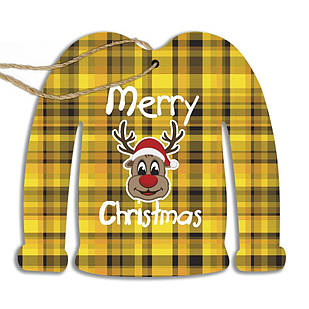 Іграшка новорічна ялинкова дерев'яна у формі светра Merry Christmas 10х10 см хрі013жа Тур-Колекшн