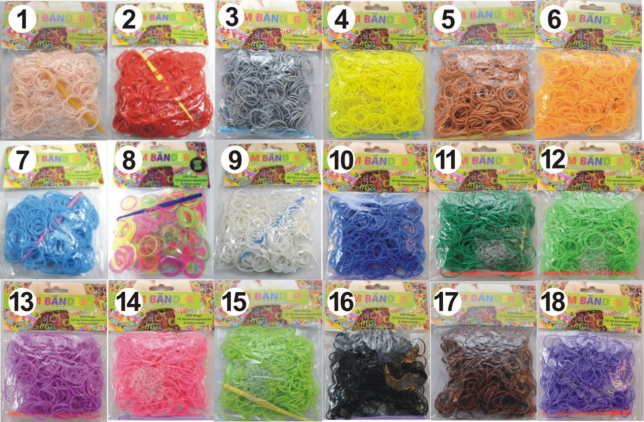 Резинки для плетения 300 Германия Европа качественные сильно тянутся в пакетиках - фото 1 - id-p176539574