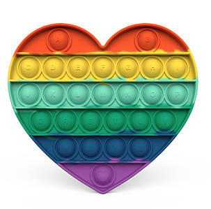 Антистрес іграшка Pop It Райдужне серце пупирка 5085 ID 4156894