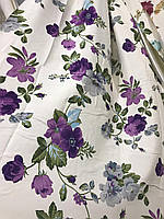 Атласная ткань на метраж с цветочным принтом разного цвета на метраж, высота 2,8м (М22-10)
