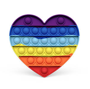 Антистрес іграшка Pop It Серце веселка пупирка 5076 ID 4156874