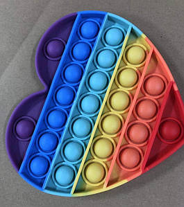 Антистрес іграшка Pop It Серце райдужне пупирка 5063 ID 4156902