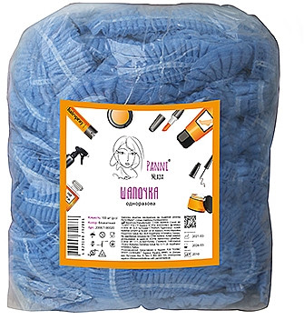 Шапочка медична нестерильна на подвійній резинці зі спанбонд Panni Mlada 100 шт блакитна, фото 1