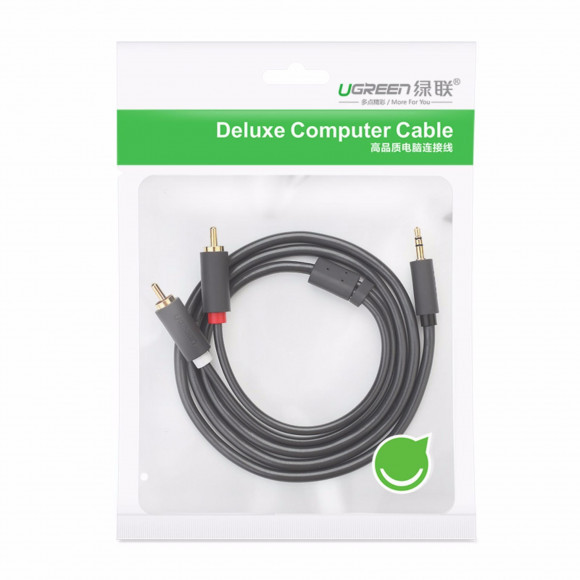 Аудіо кабель UGREEN   AV102 3.5mm Male to 2 RCA Male Audio Cable 5m Gray  (10513)