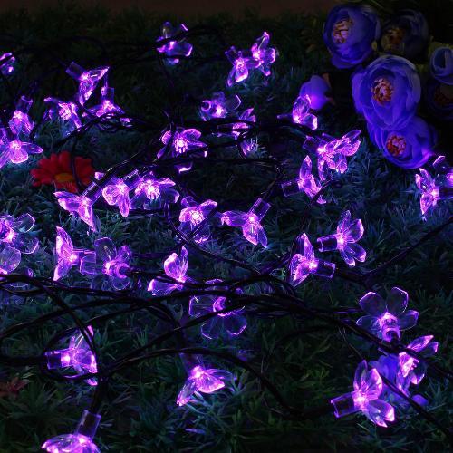 Світлодіодна гірлянда на сонячній батареї Квіти Purple 50led