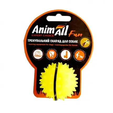 Игрушка AnimAll Fun мяч каштан для собак, 5 см, желтая, фото 2