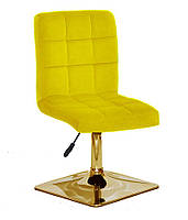 Стілець Augusto 4-GD-Base велюр жовтий B-1027, на квадратній золотій опорі з регулюванням висоти, фото 2