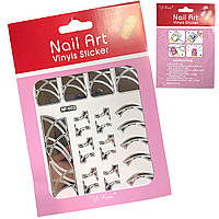 Трафарет Nail Art (виниловые стикеры, наклейки) для дизайна и декора ногтей, СЕРЕБРО NF403