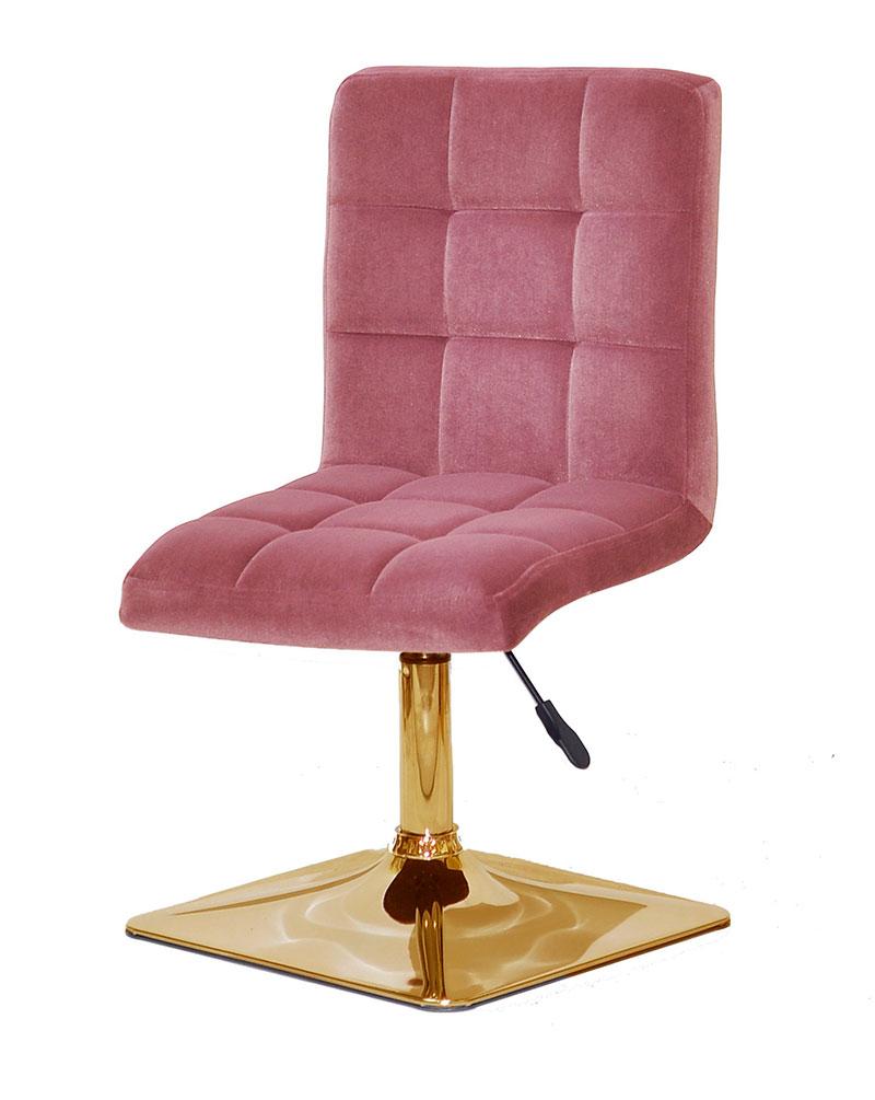 Стілець Augusto 4-GD-Base велюр фрезовий B-1025, на квадратній золотій опорі з регулюванням висоти, фото 1