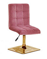 Стілець Augusto 4-GD-Base велюр фрезовий B-1025, на квадратній золотій опорі з регулюванням висоти, фото 3