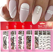 Трафарет Nail Art (вінілові стікери, наліпки) для дизайну та декору нігтів, СРІБЛО, фото 2