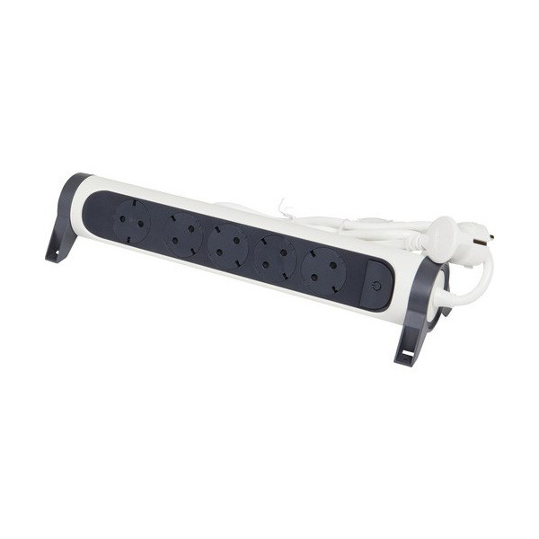 Подовжувач Legrand ПРЕМІУМ на 5 розеток поворотний з кабелем 5 м білий/чорний (694542), фото 1