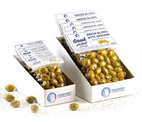 Оливки зелені з кісточкою та орегано Greek Product 100 г