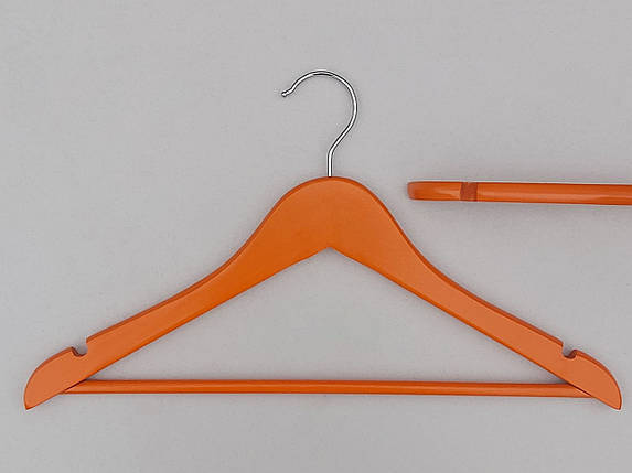 Плечики вешалки тремпеля деревянные оранжевого цвета, длина 38  см, в упаковке 5 штук, фото 2