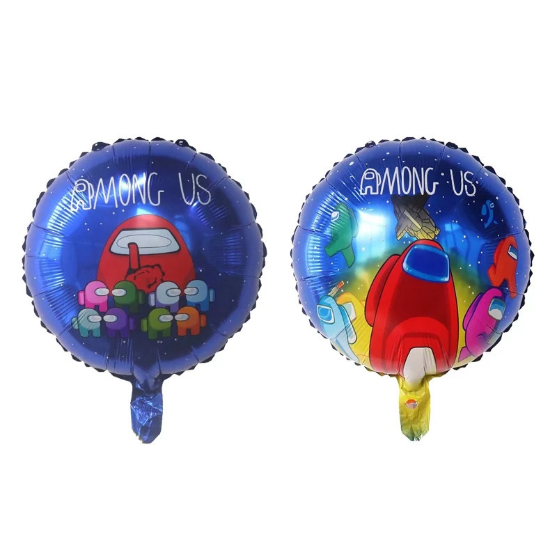 Фольгована кулька круг "Among Us" синя 18"(45см) 1шт.