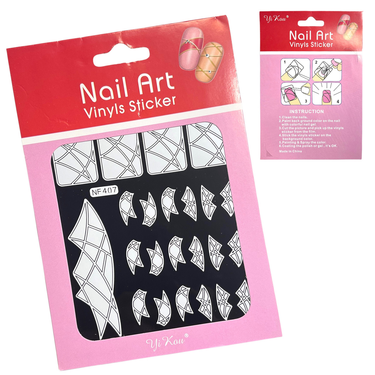Трафарет Nail Art (вінілові стікери, наліпки) для дизайну та декору нігтів, ЧОРНИЙ