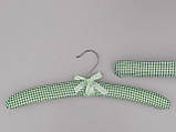 Плічка вішалки м'які тканинні для делікатних речей квадрат зеленого кольору, довжина 38 см,в упаковці 5 штук, фото 2