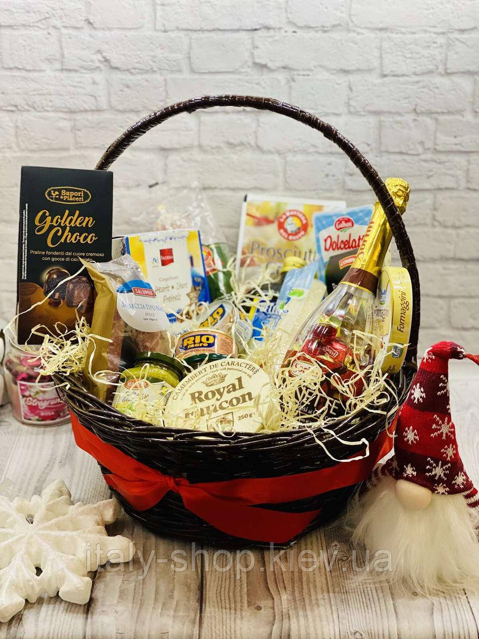 Подарунковий продуктовий новорічний кошик "Sorini", фото 1
