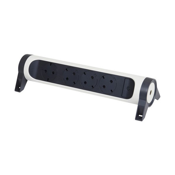 Колодка під подовжувач Legrand ПРЕМІУМ на 4 розетки поворотний без кабелю білий/чорний (694544), фото 1