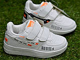 Кросівки дитячі аналог nike white найк білі на липучках р28-29, фото 2