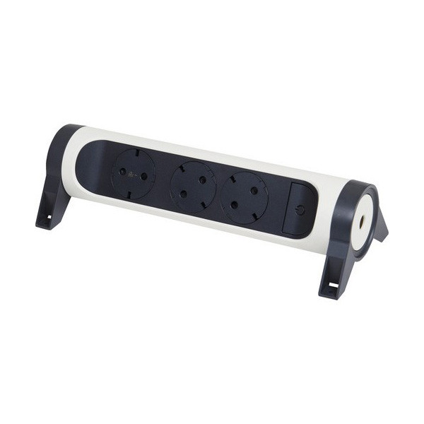 Колодка під подовжувач Legrand ПРЕМІУМ на 3 розетки поворотний без кабелю білий/чорний (694543), фото 1