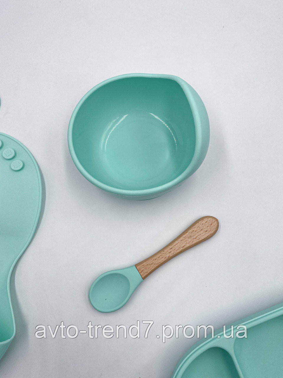 Набір дитячого силіконового посуду (мятный) - фото 4 - id-p1647727466