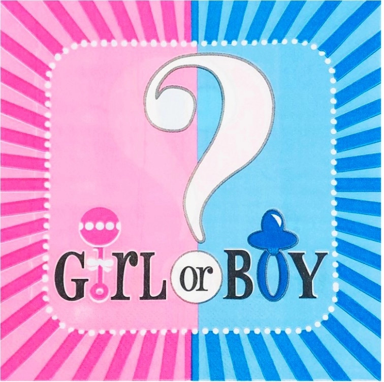 Серветки двошарові "Girl or Boy" Розмiр: 33см х 33см. В упак: 15шт.
