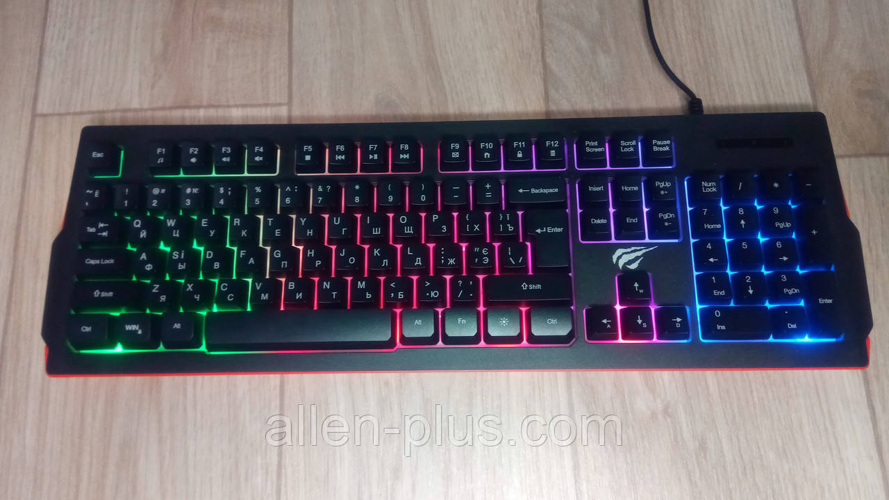 Клавіатура з кольоровою підсвіткою HAVIT HV-KB866L, USB Black