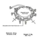 Браслет Cross багатошаровий хрест з хрестами і кулями ланцюг, фото 4