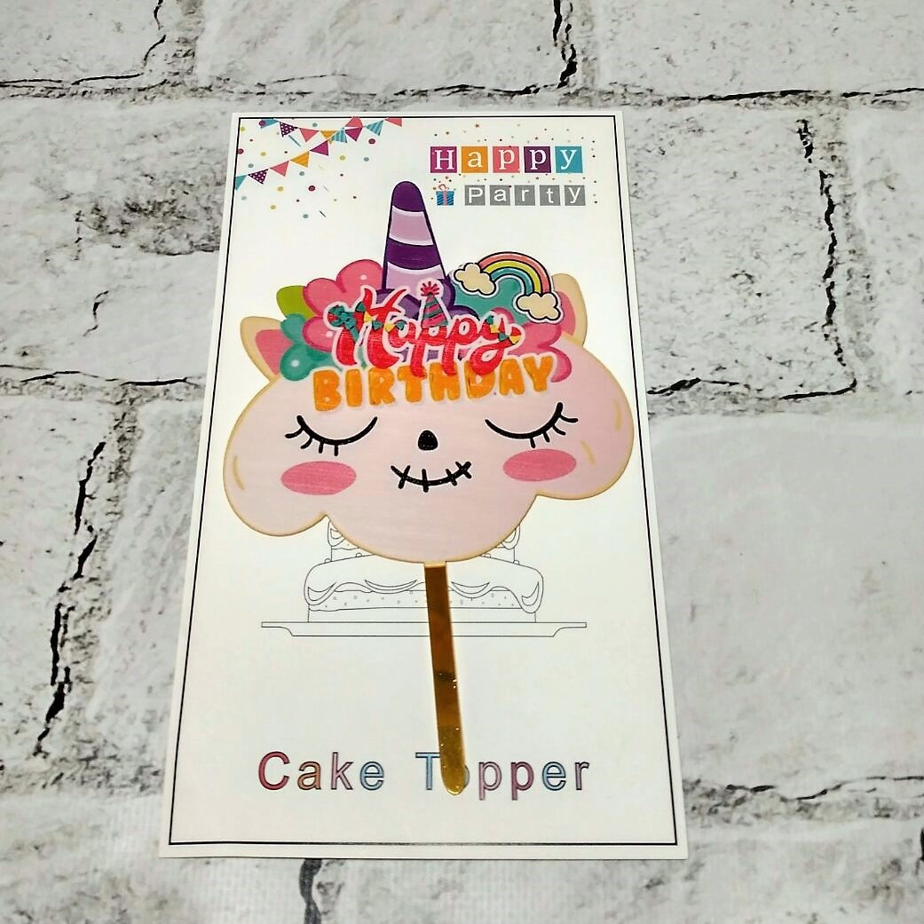 Топпер в торт Happy Birthday, єдиноріг