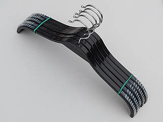Плечики вешалки тремпеля LT903 глянцевый черного цвета, длина 38 см,  в упаковці 5 штук.