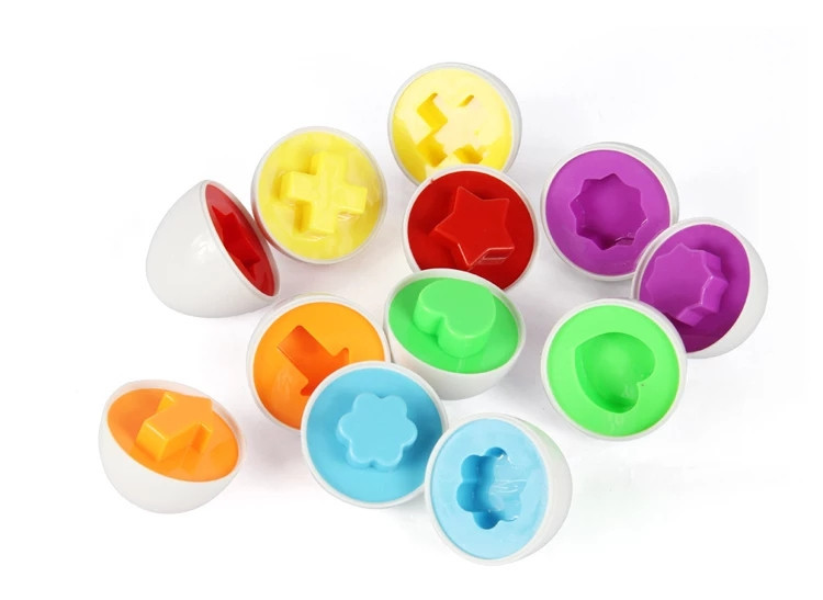 Яйця сортер 3D пазл іграшкові яйця розвиваюча інтерактивна 6 шт геометричні фігури