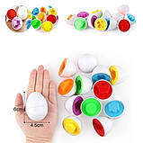 Яйця сортер 3D пазл іграшкові яйця розвиваюча інтерактивна 6 шт геометричні фігури, фото 3